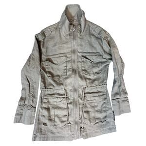 Avec Les Filles Military Army‎ Style Linen Jacket Olive Green Women's Size S